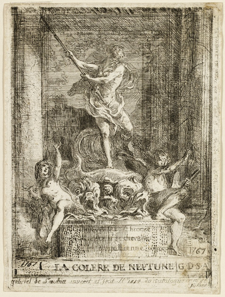 "De Woede van Neptunus" Fontein door Gabriel Jacques de Saint Aubin