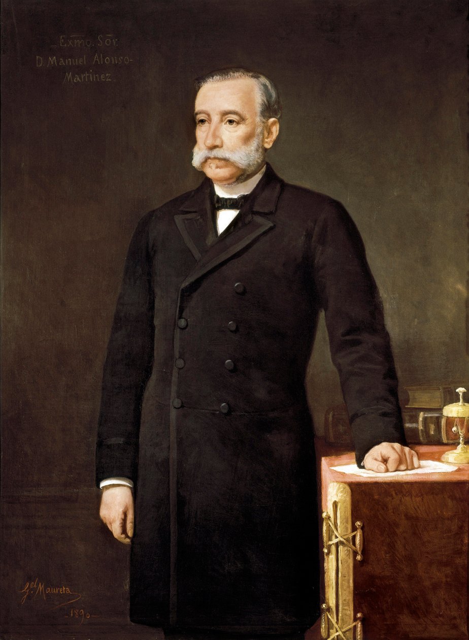 Portret van Manuel Alonso Martinez (1827-1891), Spaanse advocaat en politicus, lid van de Liberale Unie door Gabriel Maureta Aracil