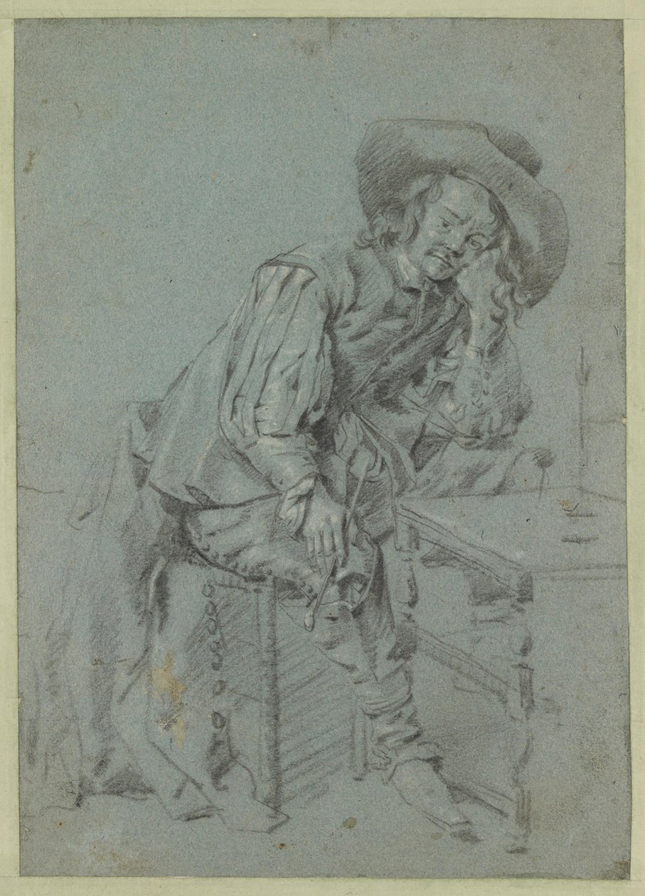 Een zittende man met een pijp door Gabriel Metsu