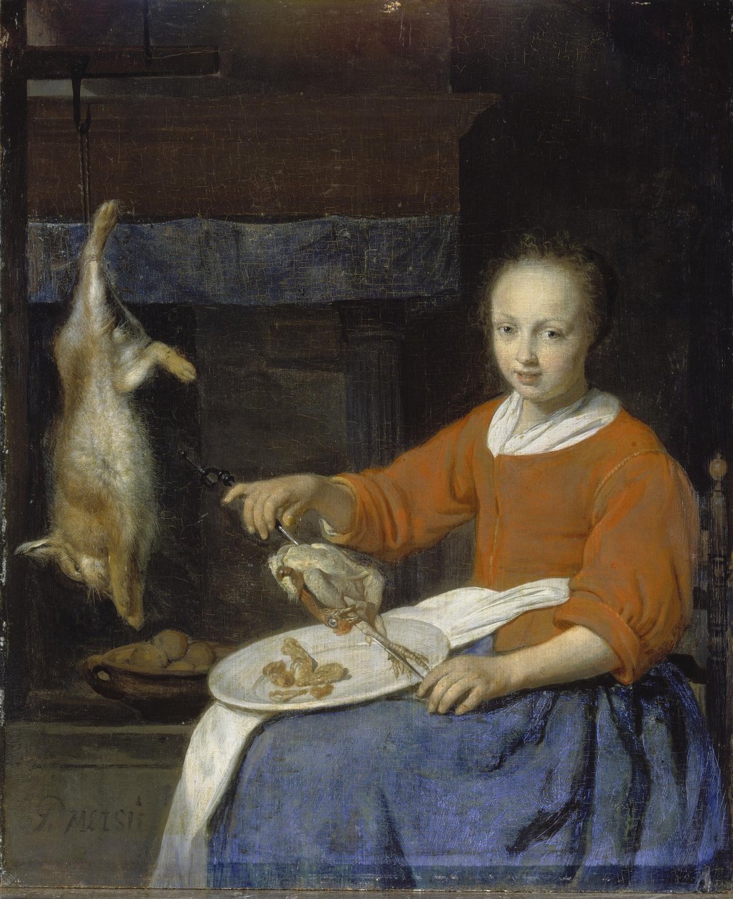 Duits: Die Köchin Het keukenmeisje door Gabriel Metsu