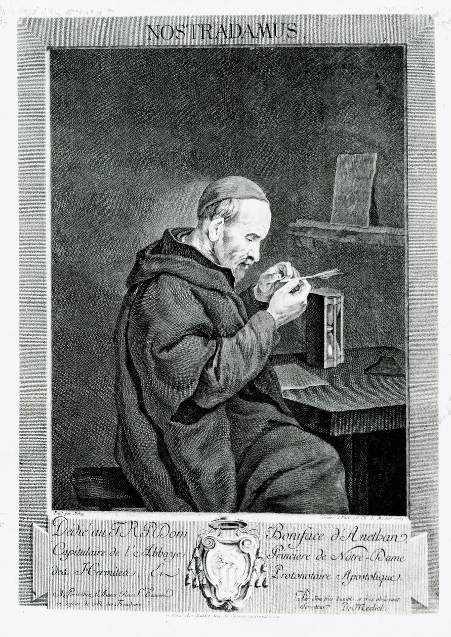Portret van Michel Nostradamus (1503-66) gegraveerd door Christian von Mechel, 1762 door Gabriel Metsu
