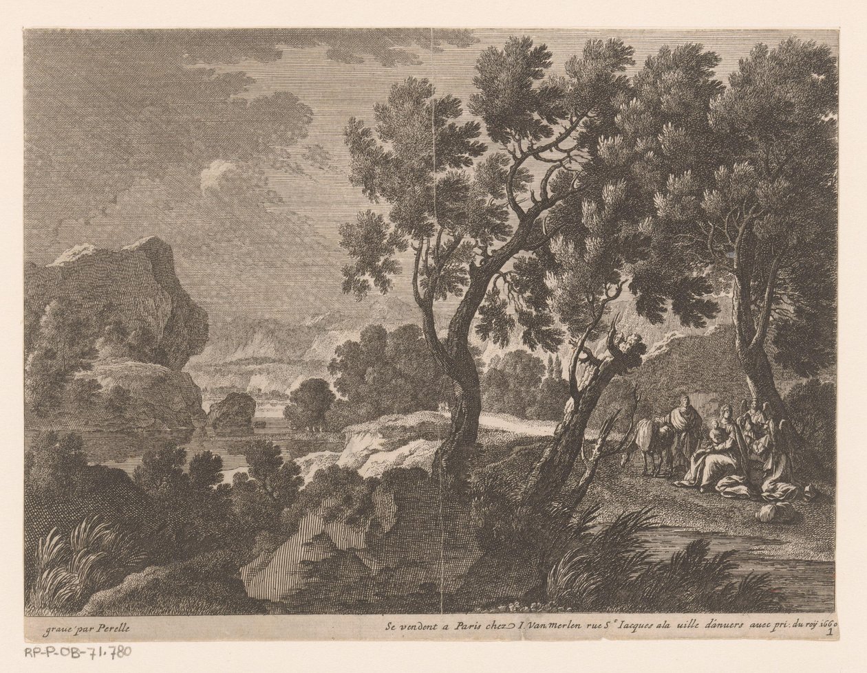 Landschap met rust op de vlucht naar Egypte door Gabriel Perelle