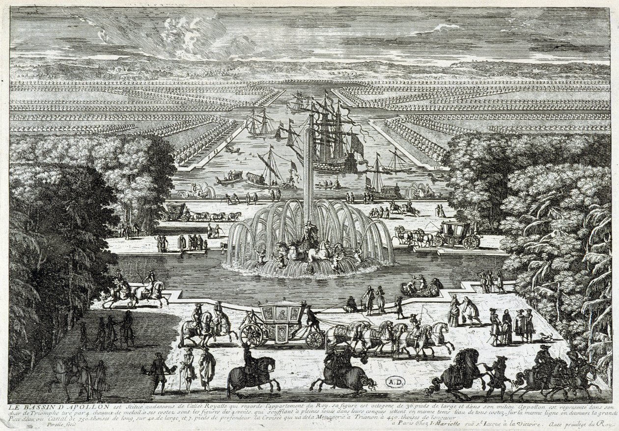 Het Apollobassin in de tuinen van het kasteel van Versailles door Gabriel Perelle