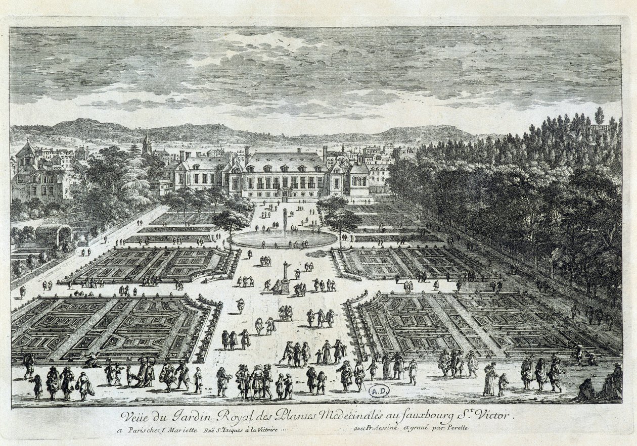Uitzicht op de Jardin des Plantes in de 17e eeuw, door Perelle door Gabriel Perelle