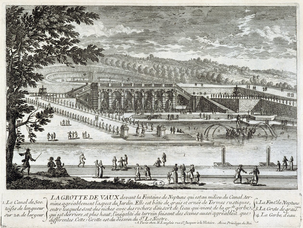 Zicht op de grot van Vaux Le Visomte (Vaux-Le-Vicomte) - door Perelle, eind 17e eeuw door Gabriel Perelle
