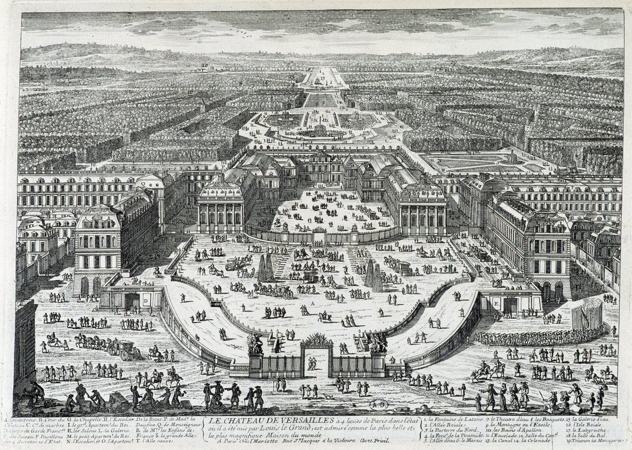 Uitzicht op de erehof van het Kasteel van Versailles door Gabriel Perelle
