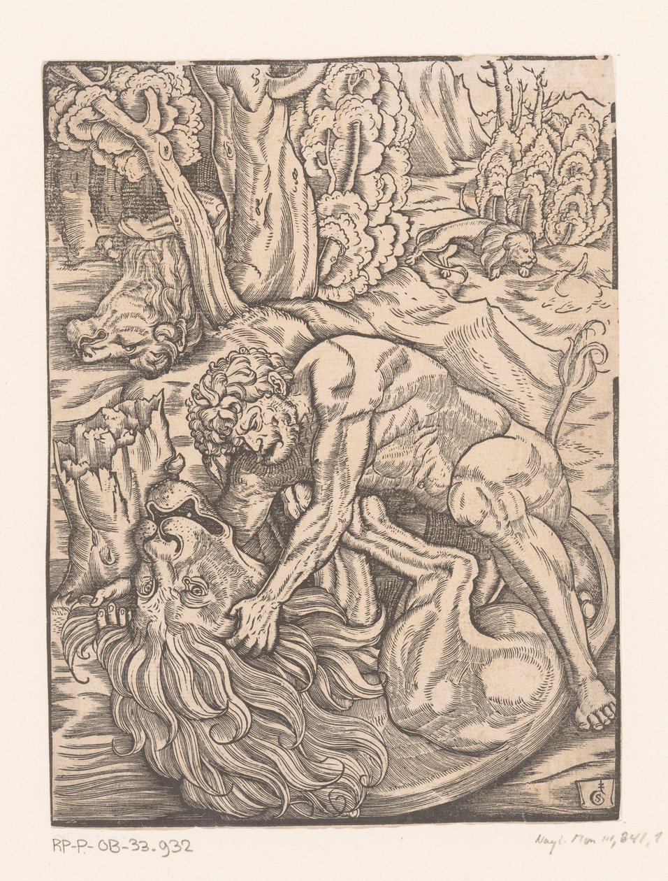 Hercules in gevecht met de Nemeïsche leeuw door Gabriel Salmon