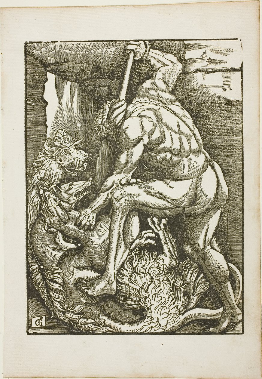 De werken van Hercules: Cerberus uit de onderwereld halen door Gabriel Salmon