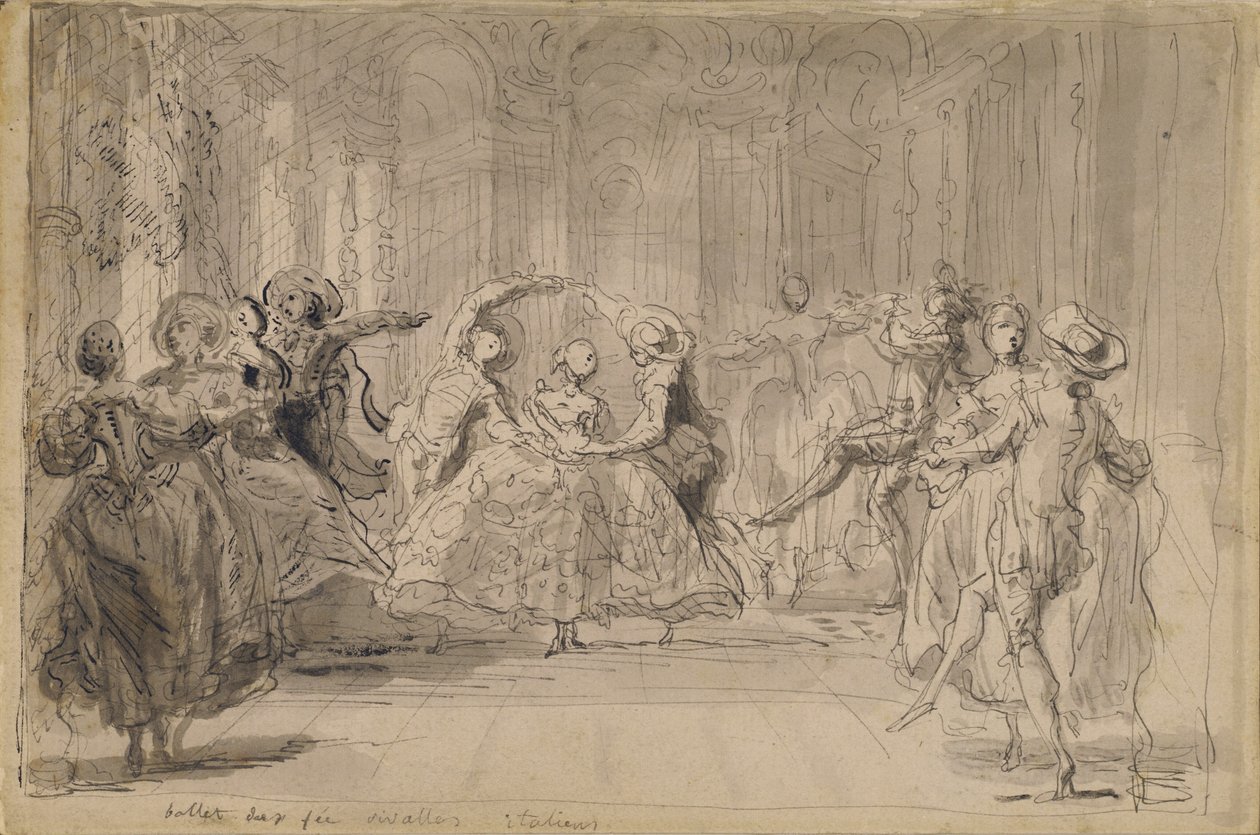 Ballet van De rivaliserende feeën door Gabriel de Saint-Aubin