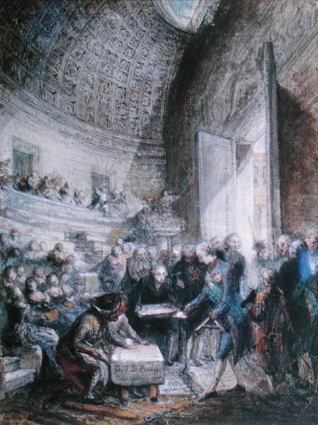 Lodewijk XVI (1754-93) legt de eerste steen van de Koninklijke Academie voor Chirurgie door Gabriel de Saint Aubin