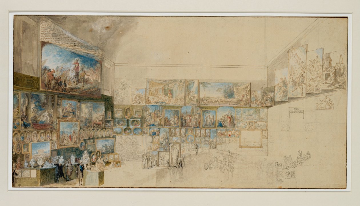 Gezicht op de Salon van 1765 ... door Gabriel de Saint-Aubin