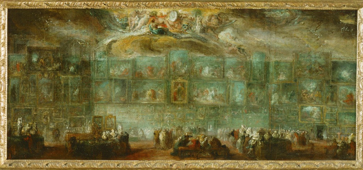 Uitzicht op het Louvre ... door Gabriel de Saint-Aubin