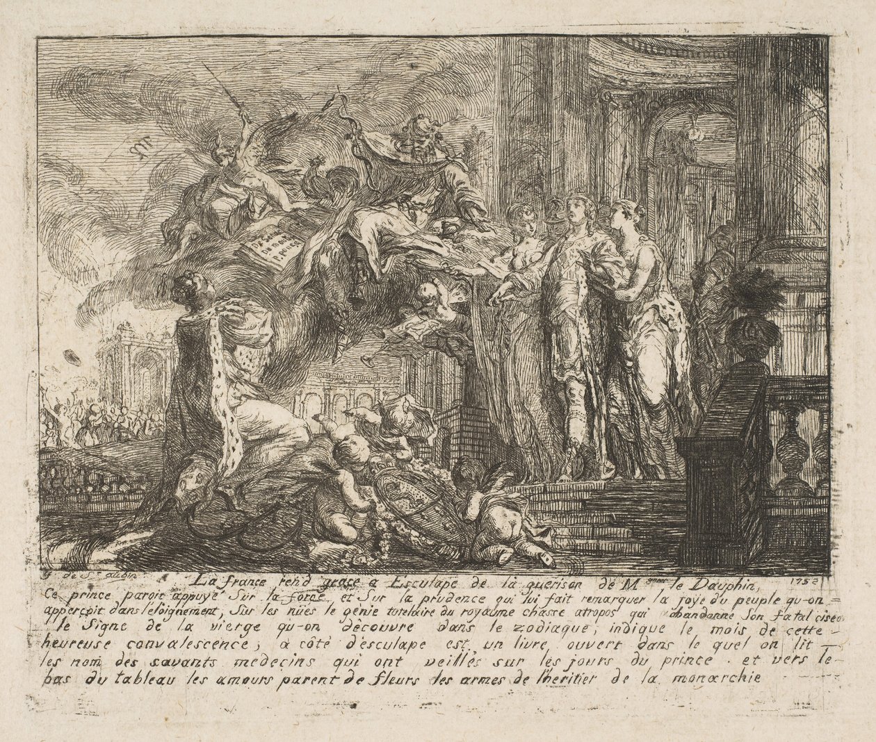 Allegorie op het Herstel van de Dauphin door Gabriel de Saint Aubin