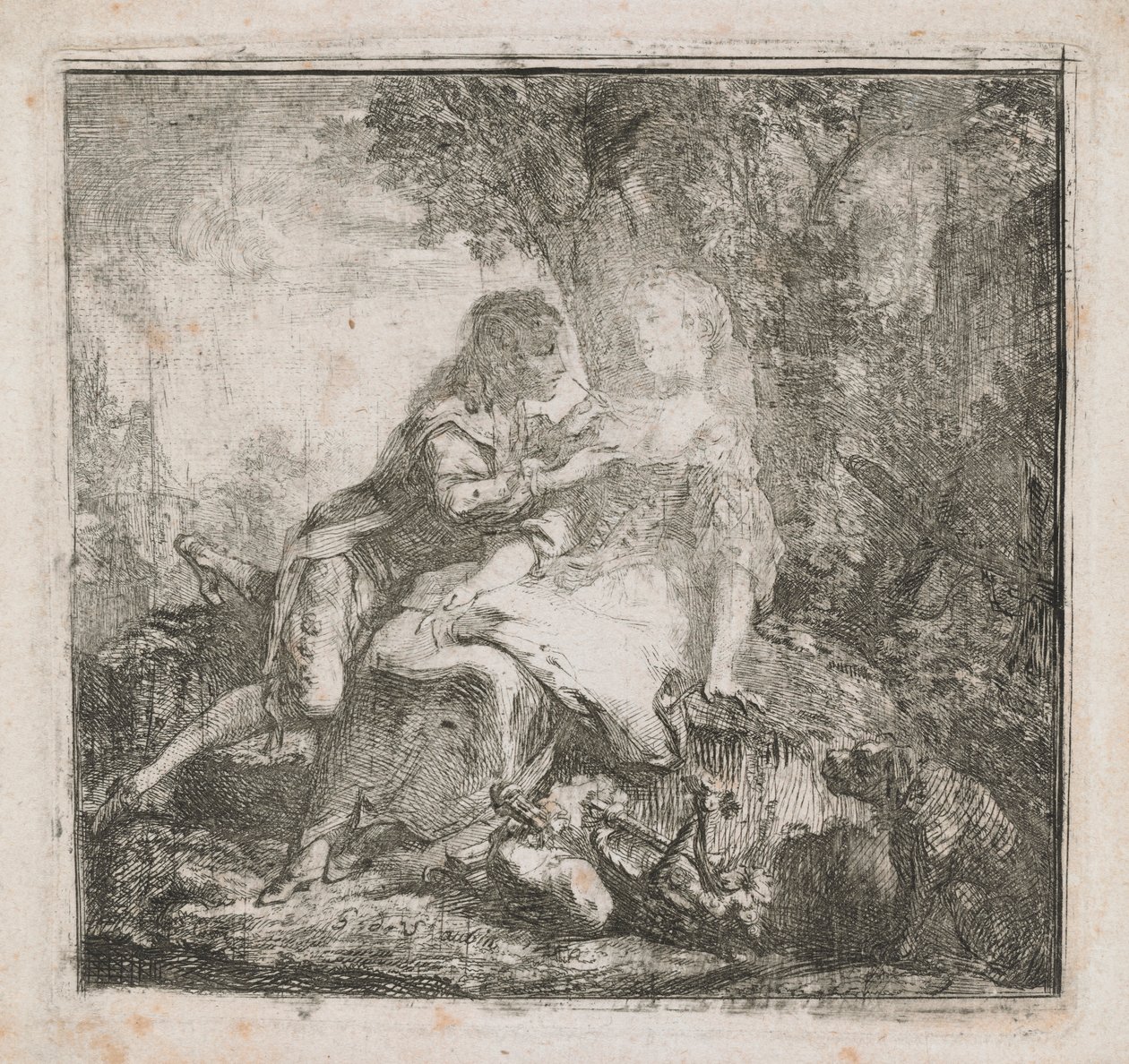 Les deux amants (De Twee Geliefden) door Gabriel de Saint Aubin