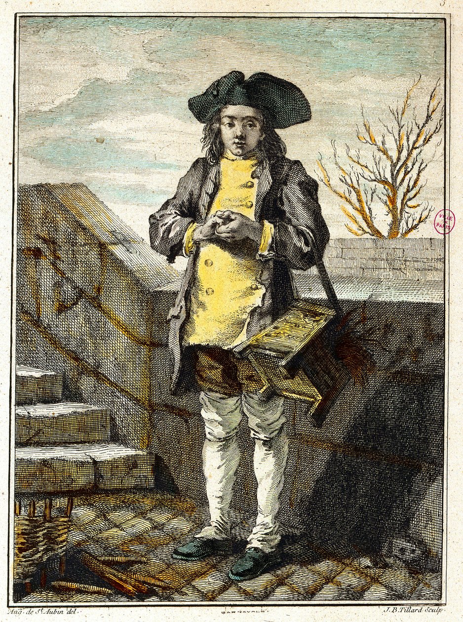 Oude beroepen: de schoenpoetser door Gabriel de Saint Aubin