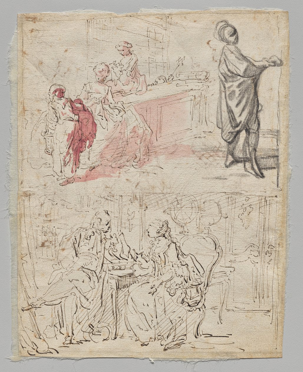 Theaterscène (recto) door Gabriel de Saint Aubin