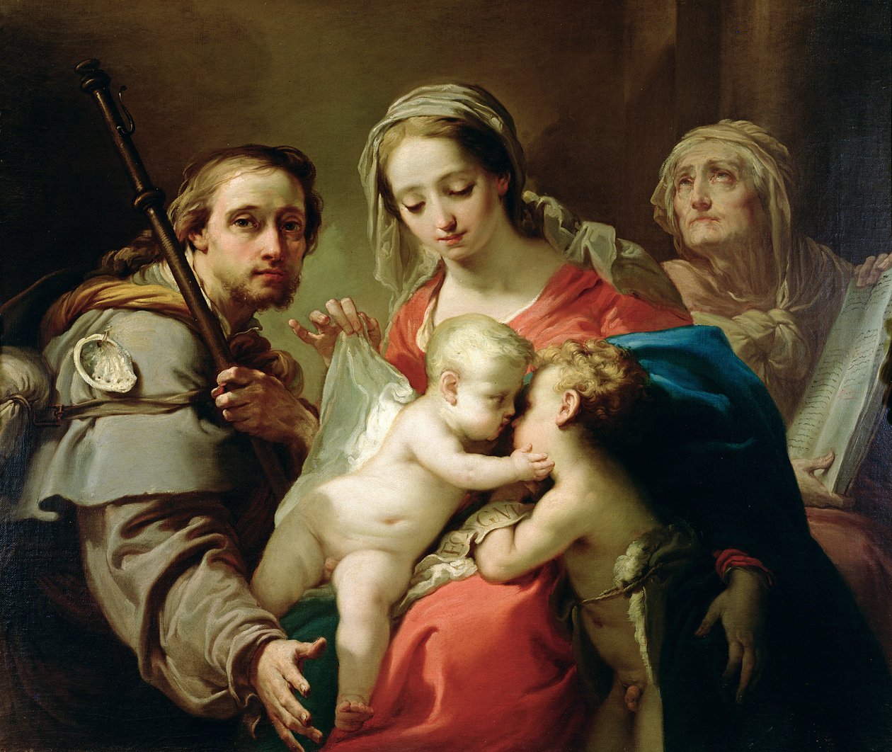 Madonna en kind met heiligen Johannes, Anna en Rocco door Gaetano Gandolfi
