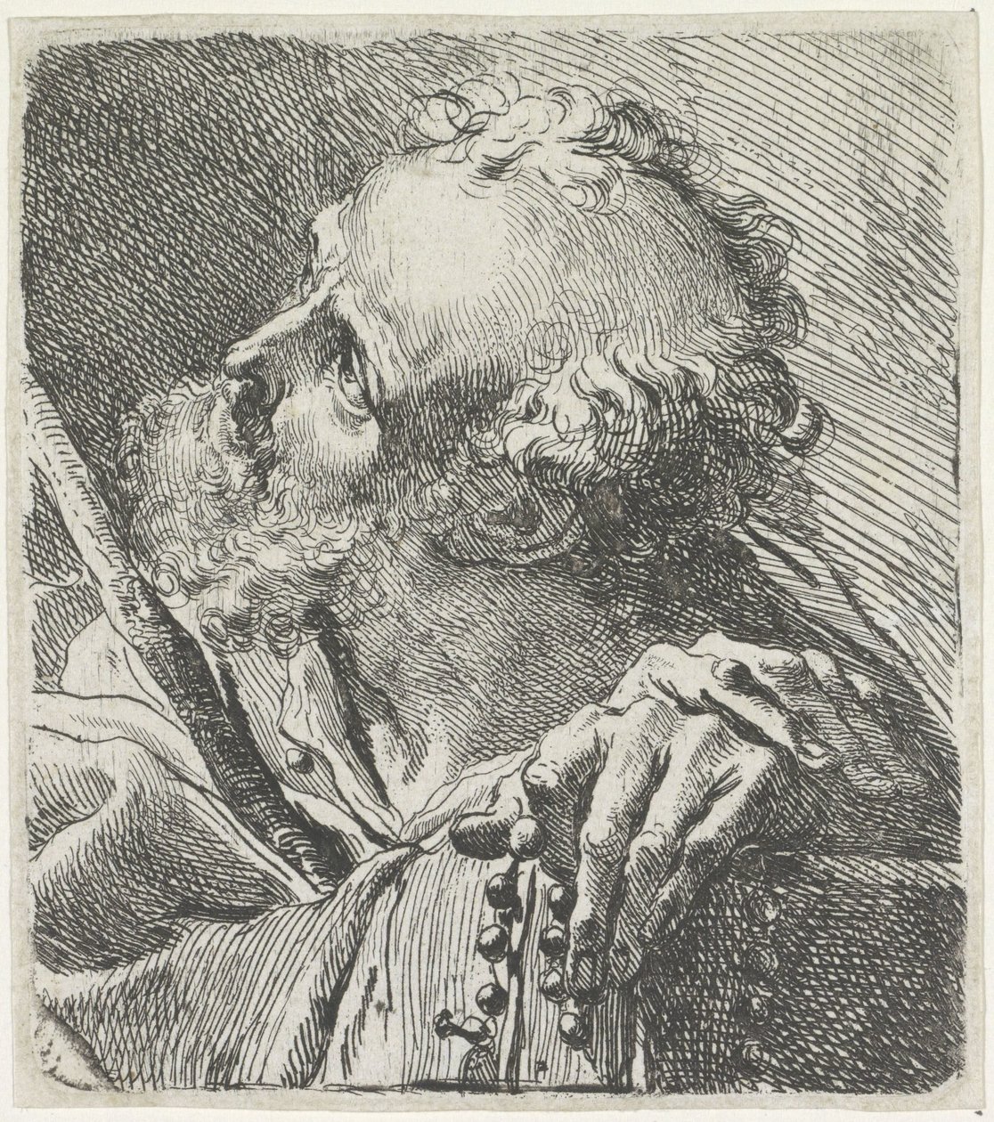 Kop van een heilige met rozenkrans door Gaetano Gandolfi