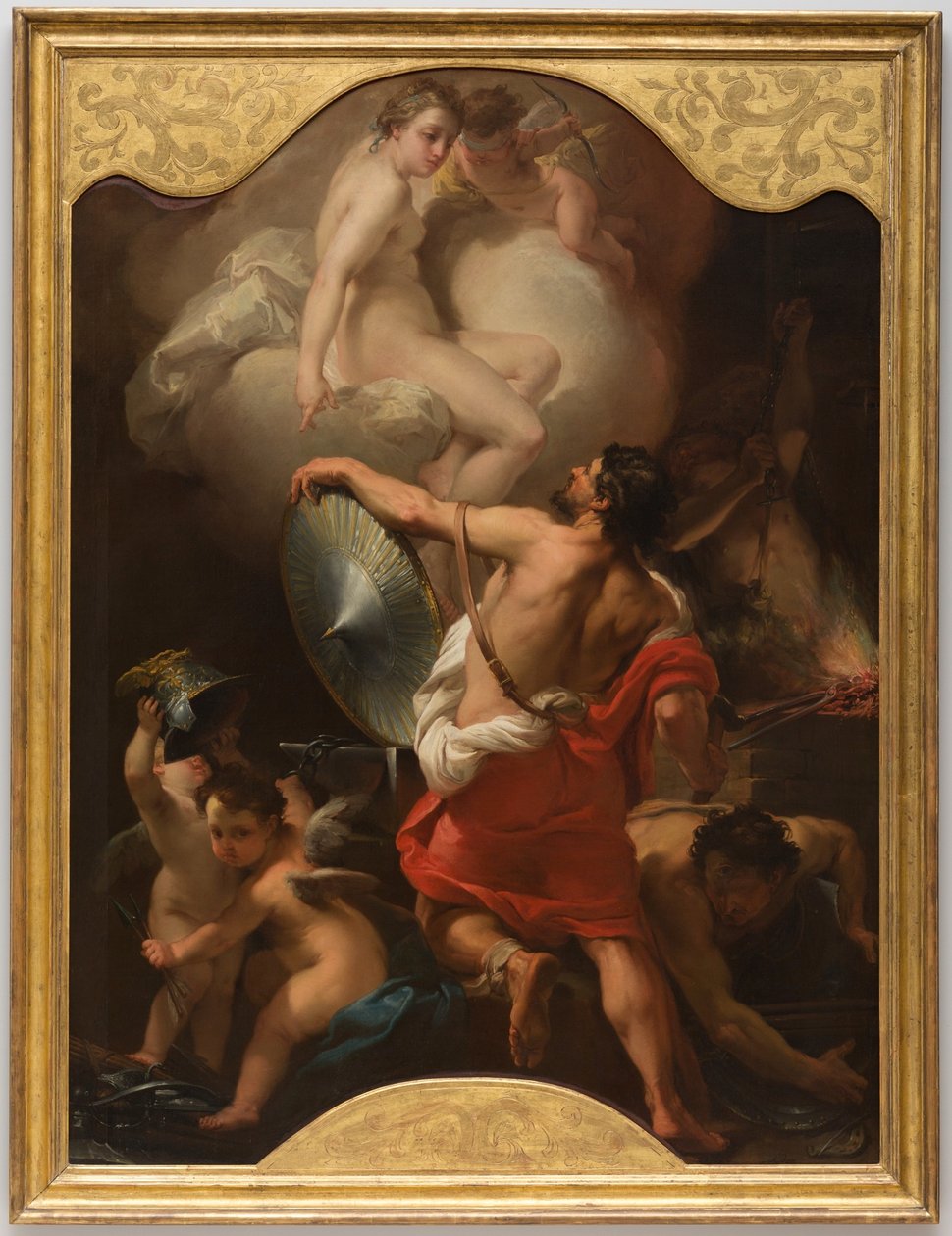 Venus bestelt harnas voor Aeneas bij Vulcanus Smederij door Gaetano Gandolfi