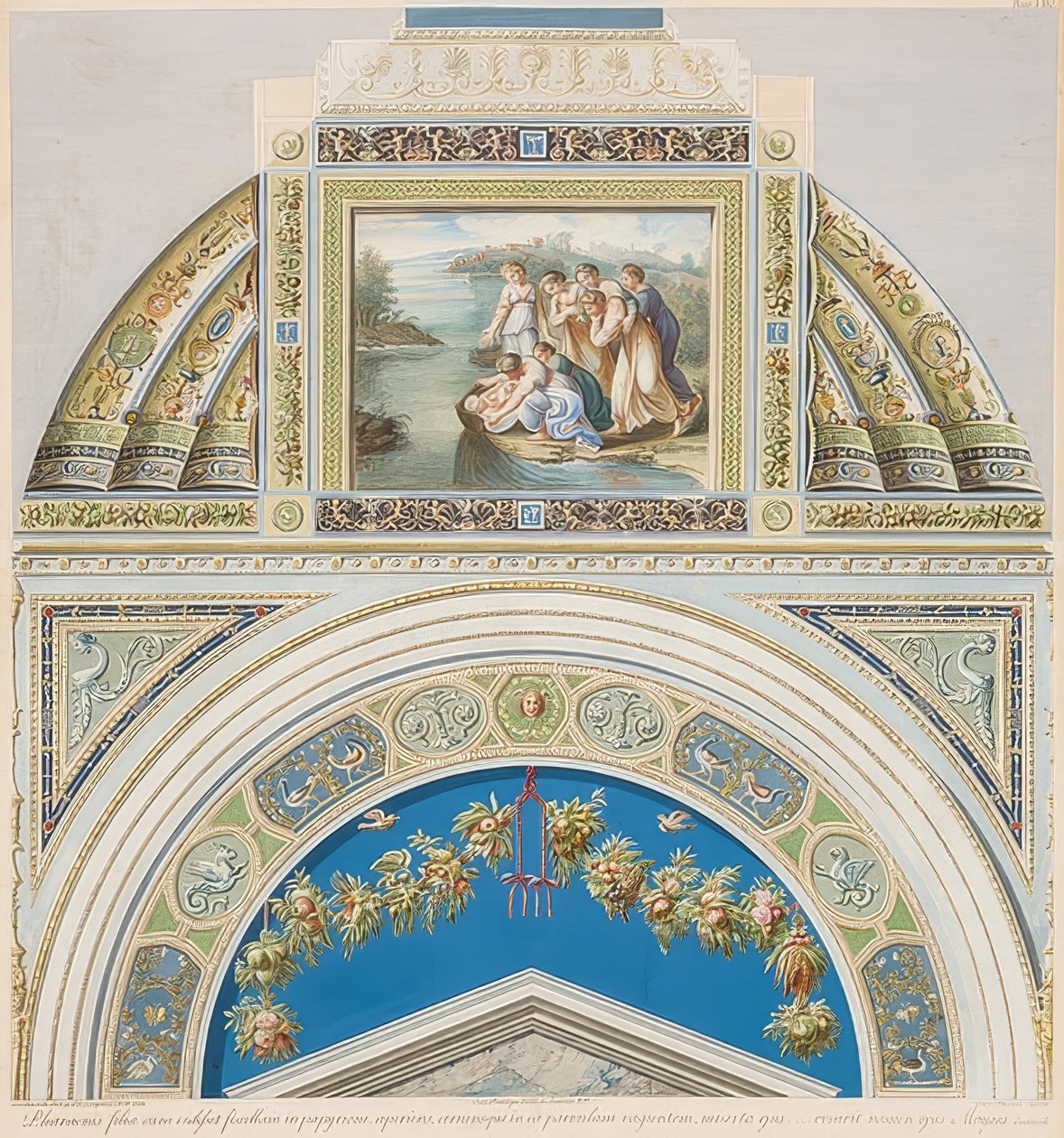 Lunet en gewelfveld met vondst van Mozes door Gaetano Savorelli