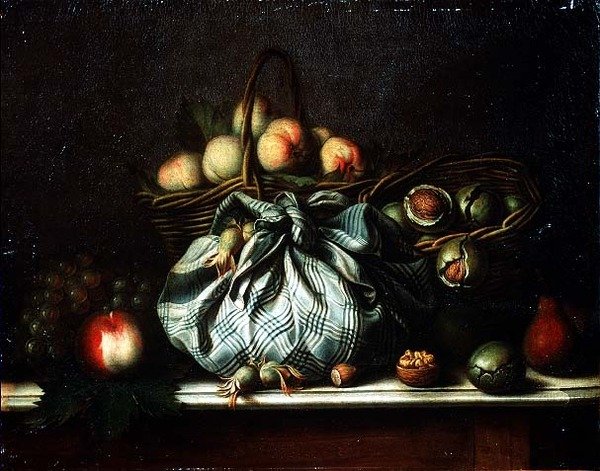 Mandjes met Fruit, Walnoten en Noten in een Rugzak, 1733 door Gagneux