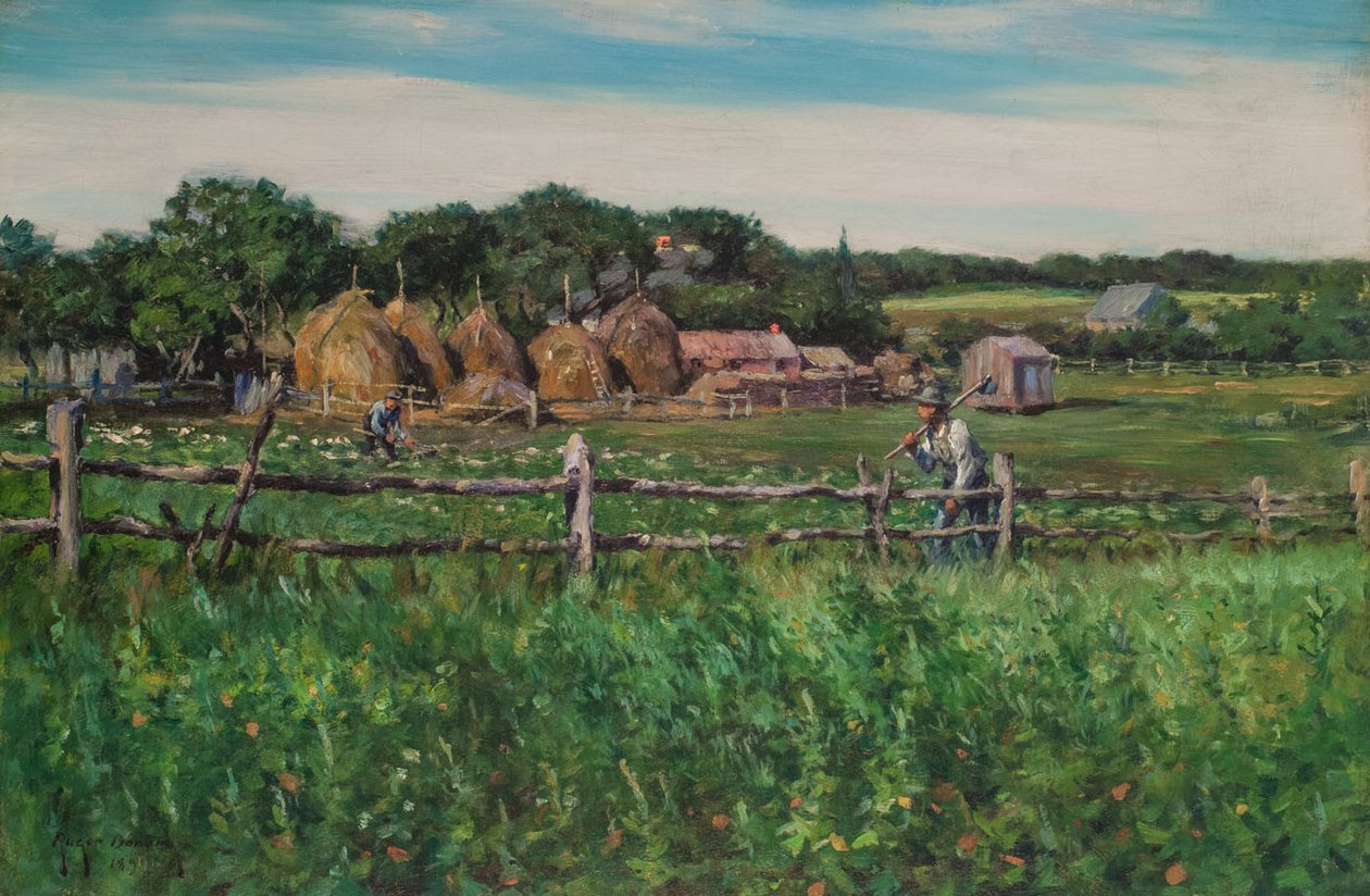 Ploegers in een omheind veld door Gaines Ruger Donoho