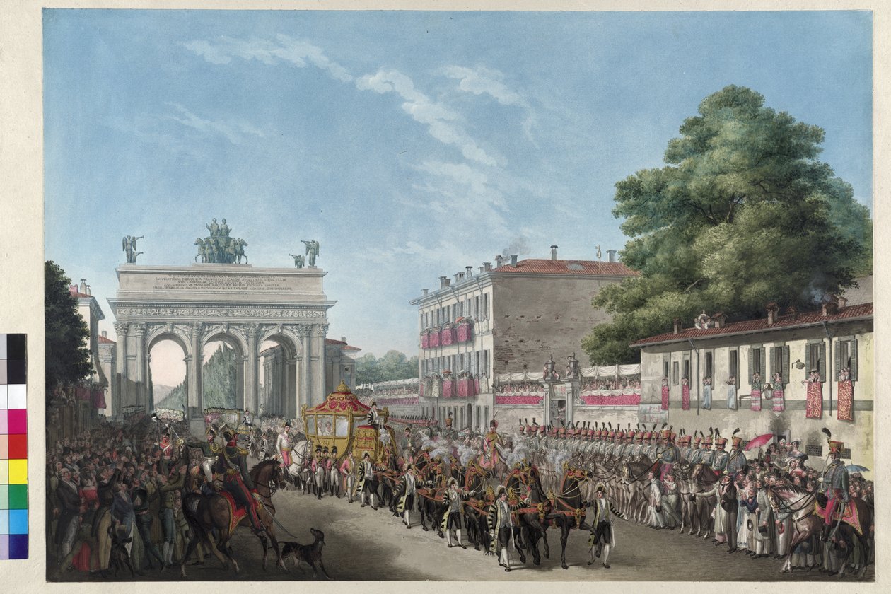 Intocht van keizer Franz I in Milaan op 10 mei 1825 door Gallo Gallina