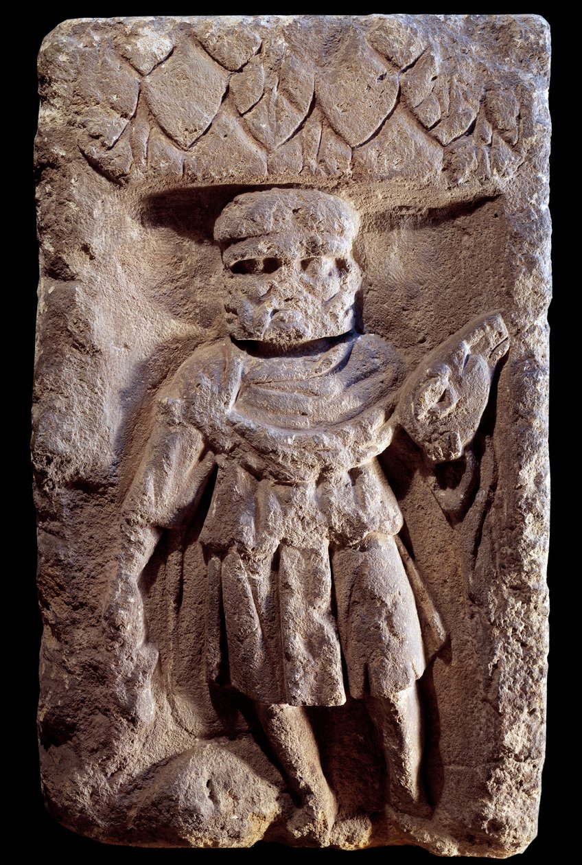 Gallo-Romeinse kunst: tricephal godheden of Mercurius met drie hoofden door Gallo Roman