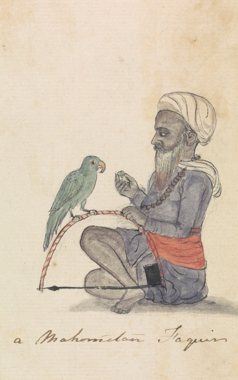 Een Mohammedaan met zijn papegaai door Gangaram Chintaman Tambat