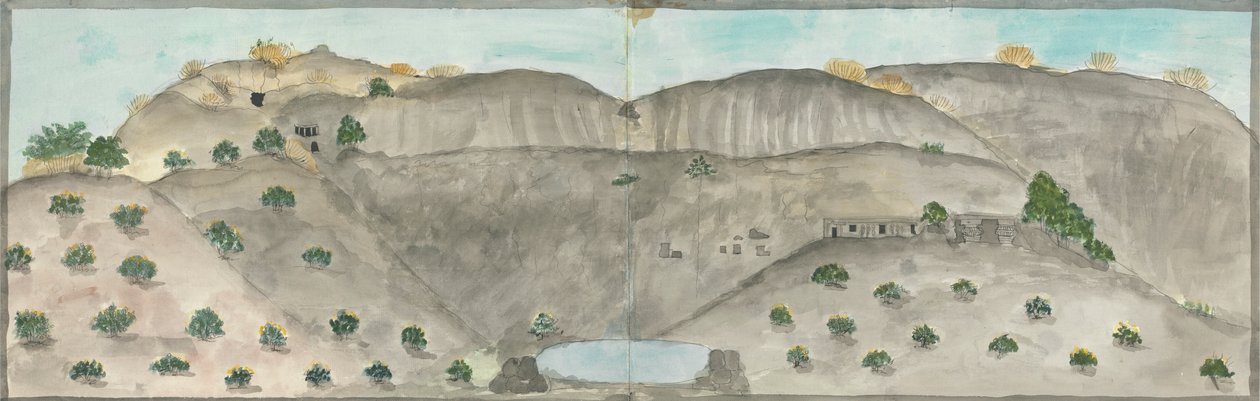 De waterval van Doomar Leyna, droog behalve bij regen door Gangaram Chintaman Tambat