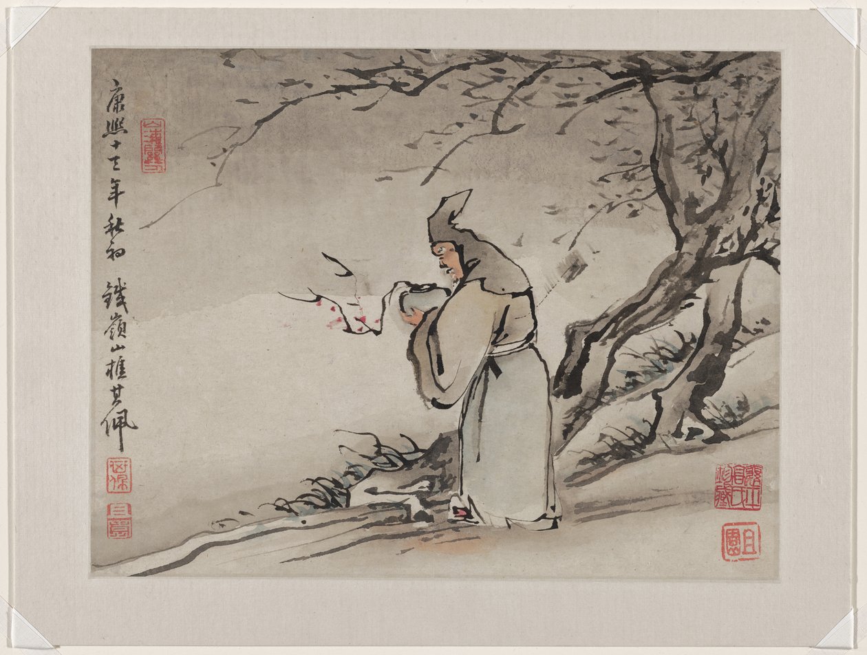 Vingerverf, uit een album van tien door Gao Qipei