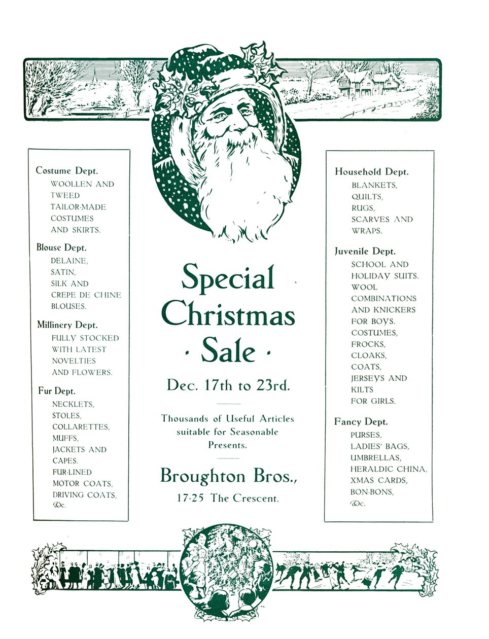 Advertentie voor Broughton Bros. - Speciale kerstuitverkoop, 1917 door Garratt and Atkinson