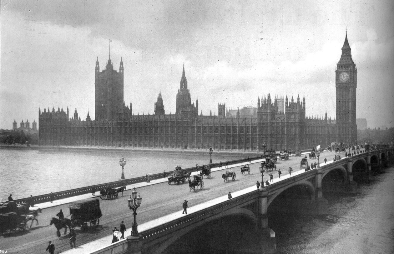 Houses of Parliament en Westminster Bridge, 1919 door Garratt and Atkinson