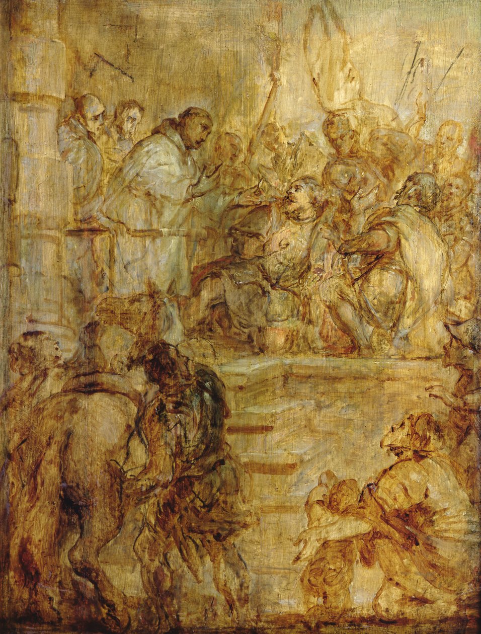 Willem, Hertog van Aquitanië, bekeerd door St. Bernardus door Gaspar De Crayer