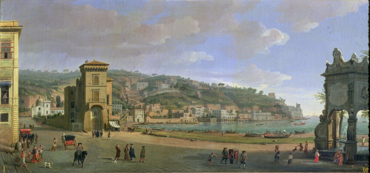 De Riviera van Chiaia in Napels door Gaspar van Wittel