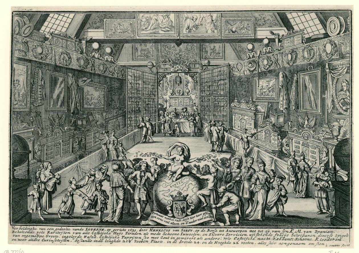 De loterij van Henricus van Soest in Antwerpen, 1695 door Gaspar Bouttats