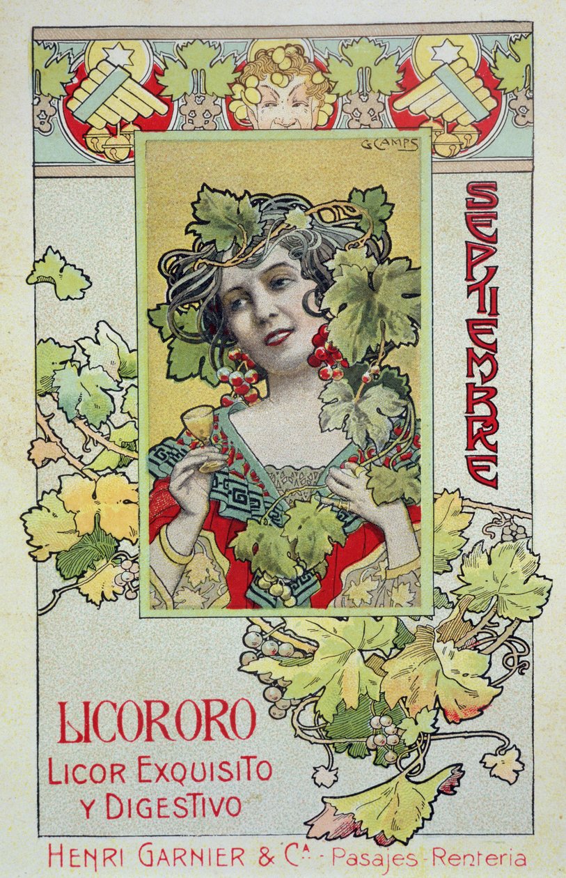 September, uit een kalender voor Henri Garnier & Co. door Gaspar Camps Junyent