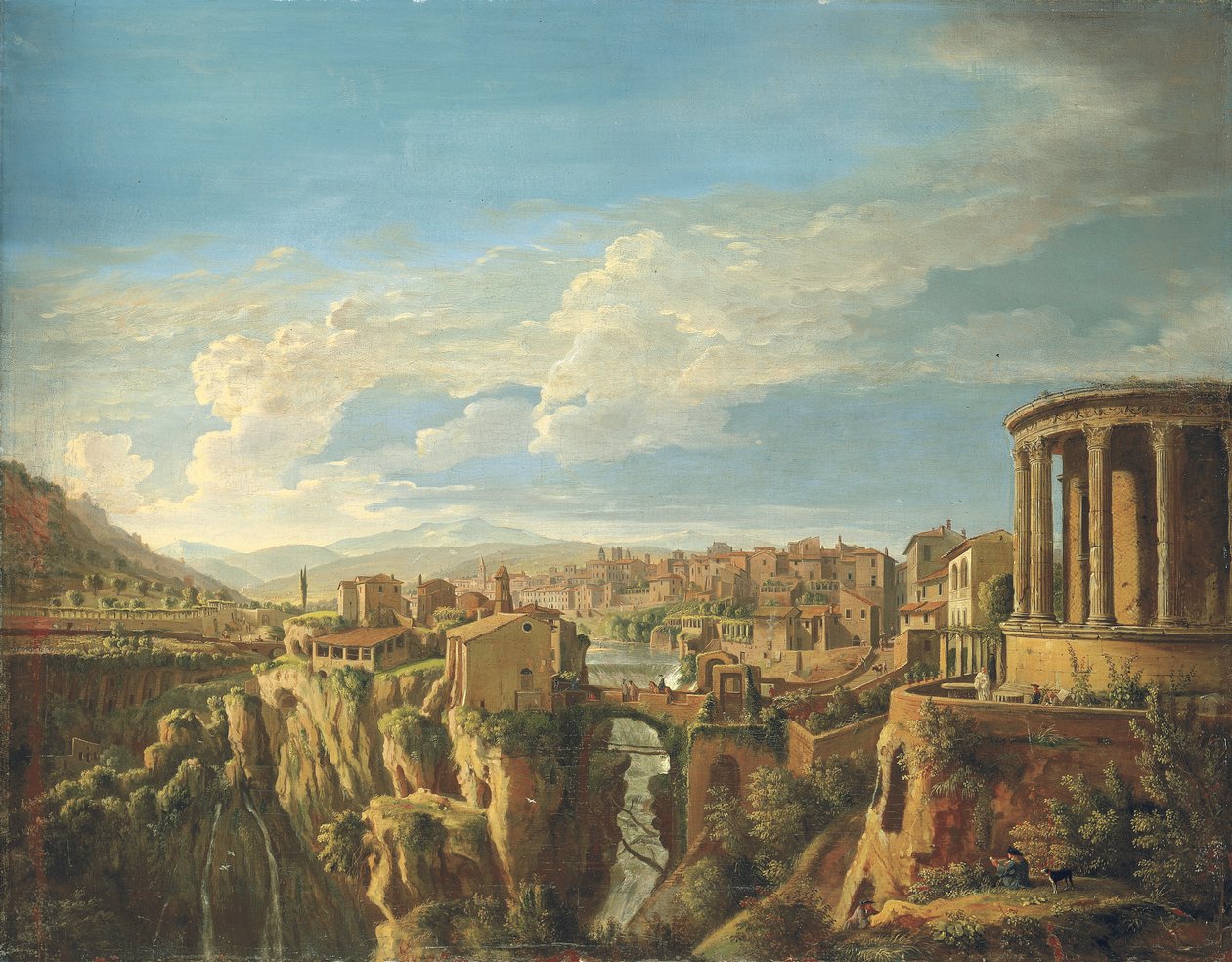 Een uitzicht op Tivoli met de Tempel van Vesta door Gaspar van Wittel