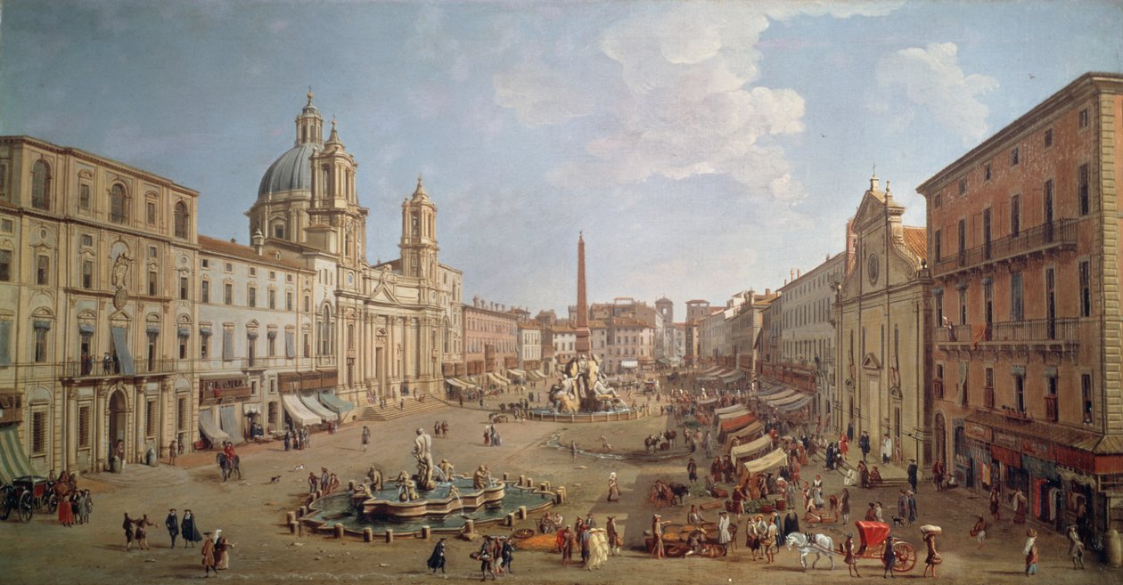 Uitzicht op Piazza Navona, schilderij door Gaspar van Wittel of Gaspare Vanvitelli (1652 of 1653-1736), olieverf op doek, Italië door Gaspar van Wittel