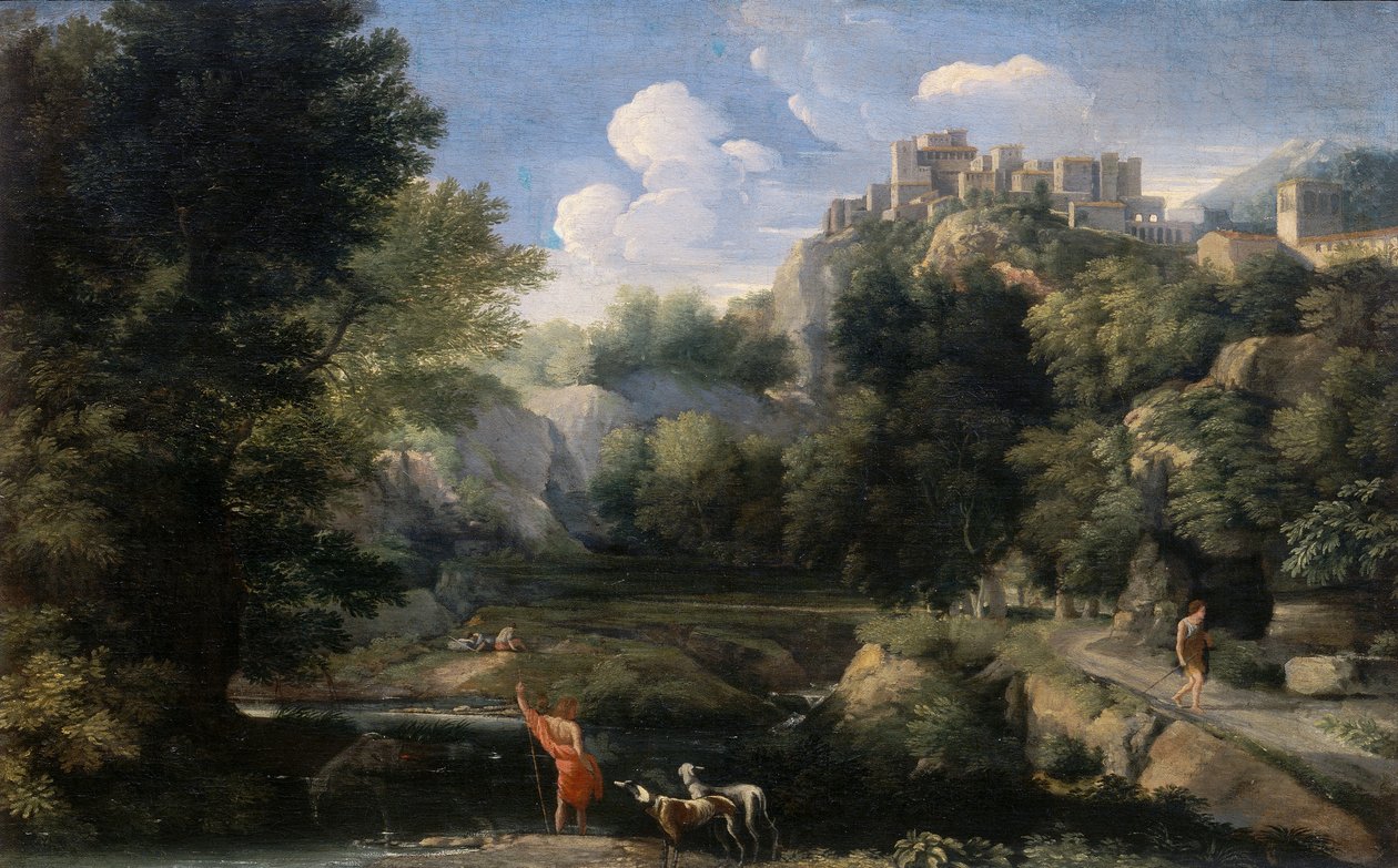 Landschap met herders door Gaspard Poussin Dughet