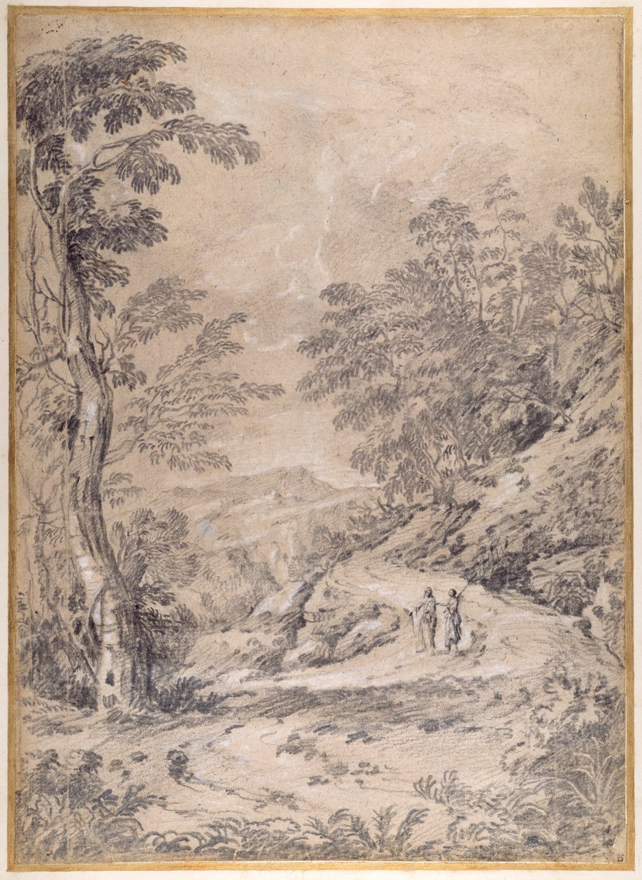Bergweg kronkelend door bos en rotsen door Gaspard Poussin Dughet