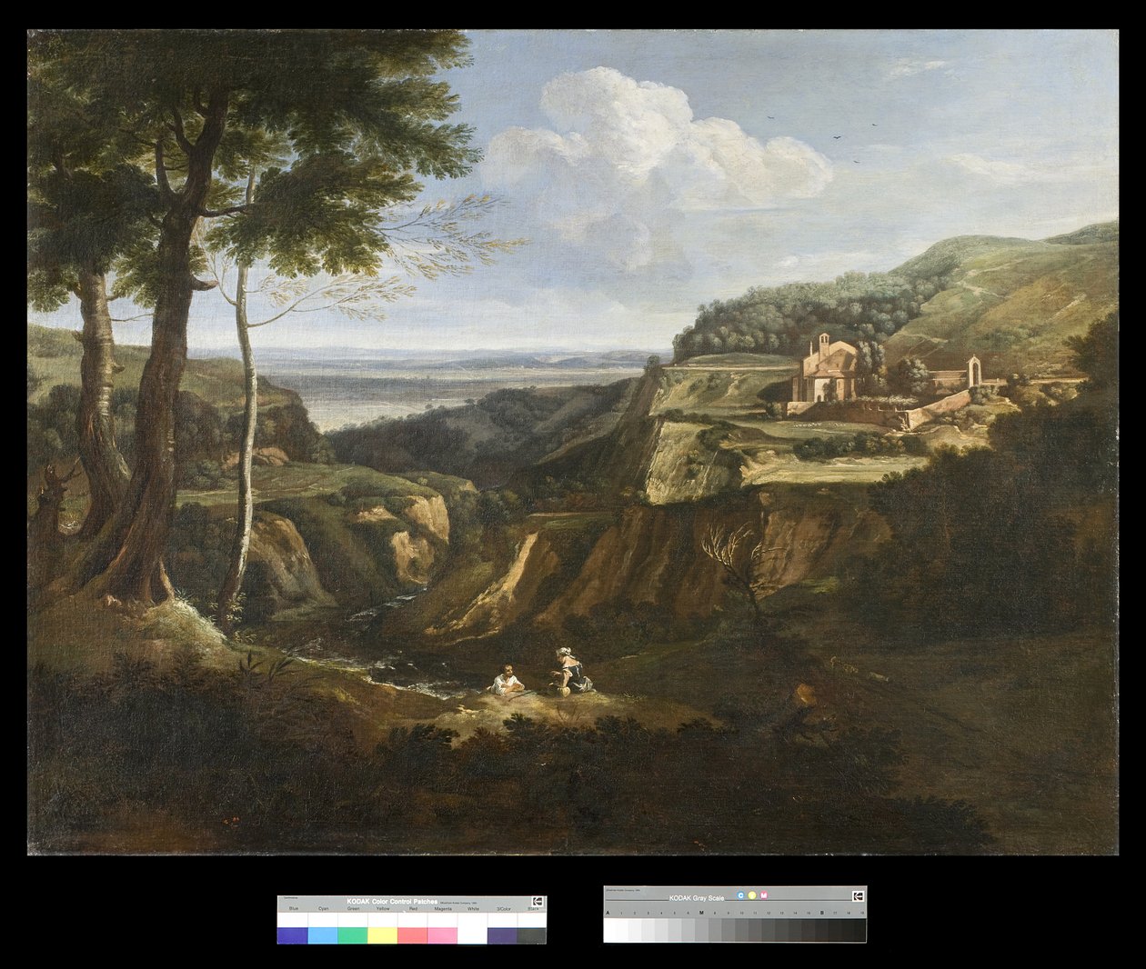Uitzicht op het Camaldoli-klooster bij Frascati door Gaspard Poussin Dughet