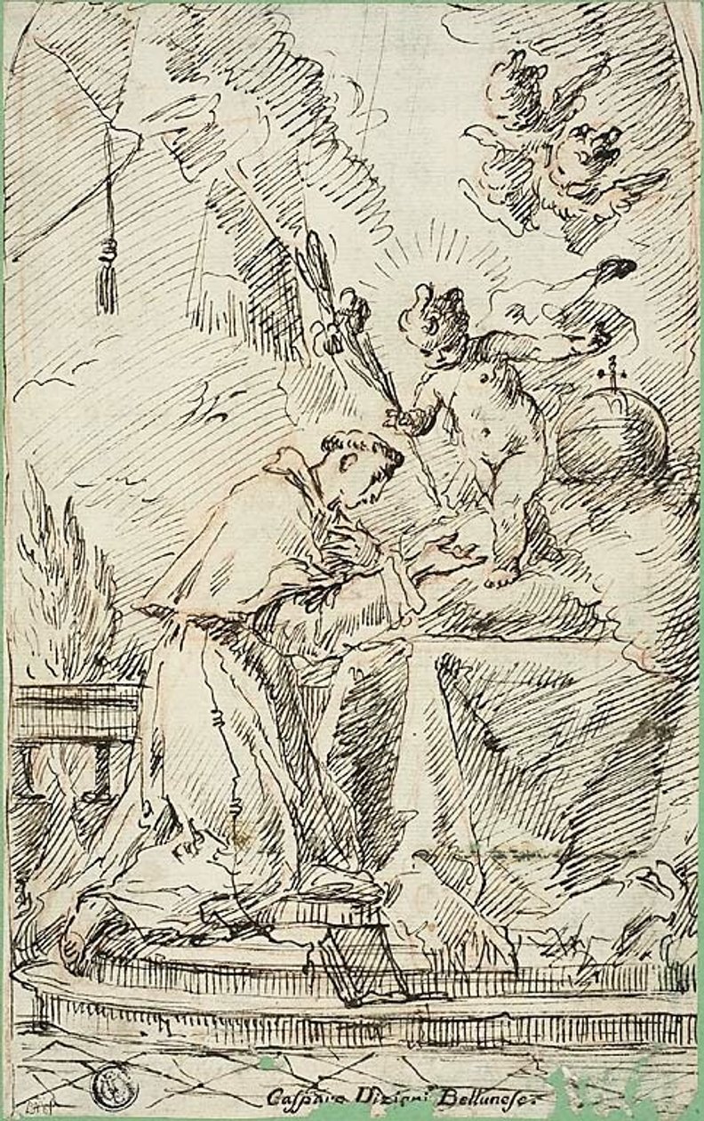 De heilige Antonius van Padua en het Kindje Jezus door Gaspare Diziani