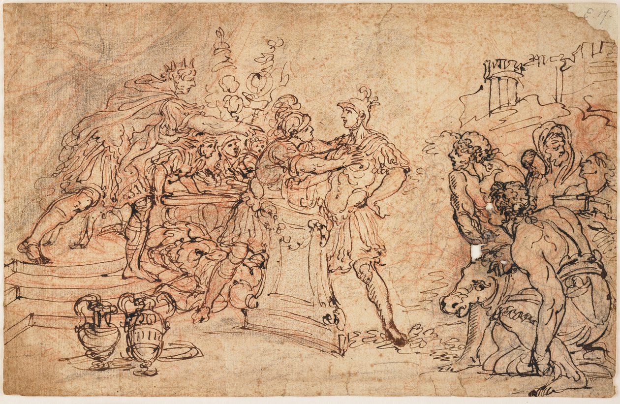 Mucius Scaevola voor Porsena door Gasparo Diziani