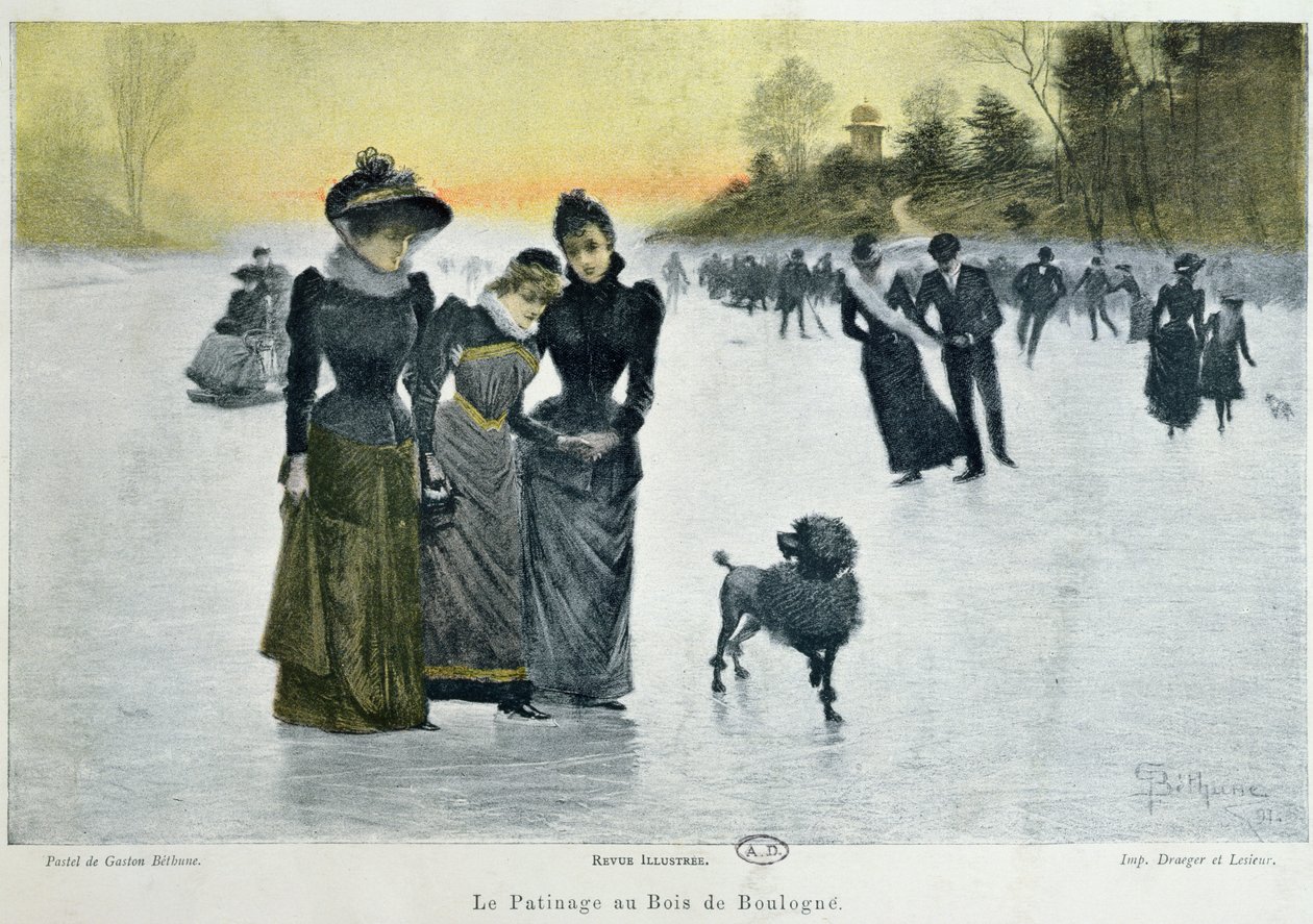Schaatsen in het Bois de Boulogne, 1891 door Gaston Bethune