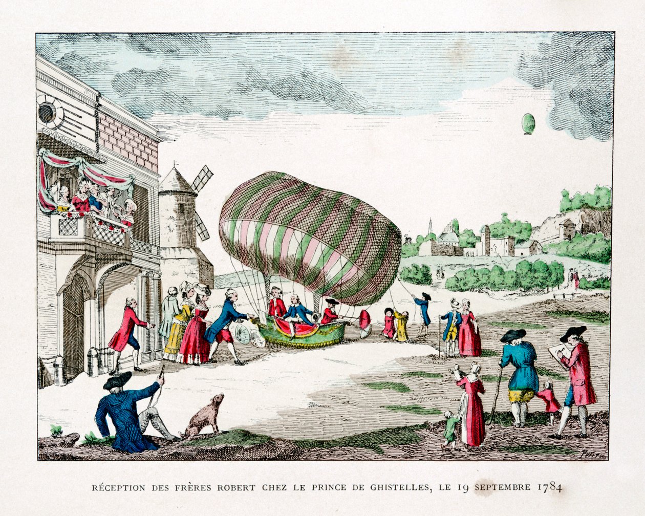 Ontvangst van de gebroeders Robert door de prins van Ghistelles in 1784, 1887 door Gaston Tissandier
