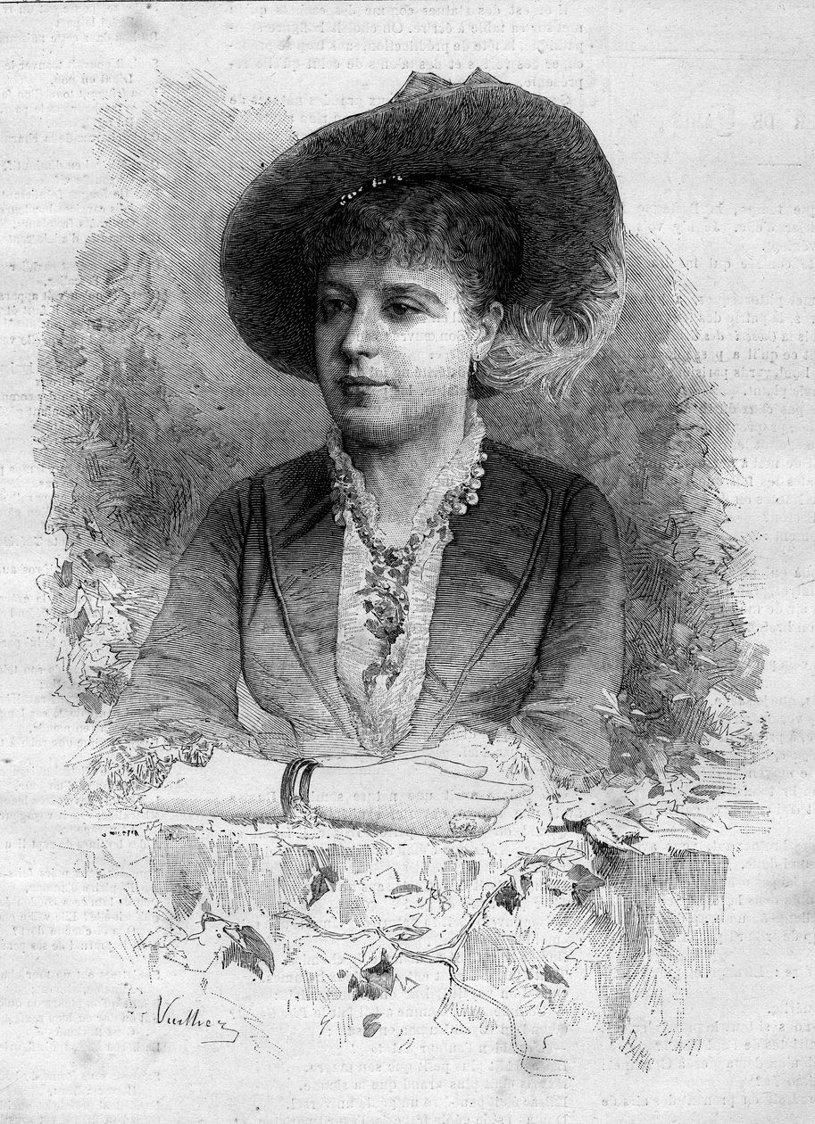Portret van Rosita Mauri (1849-1923), Spaanse klassieke danseres. Gravure door Vuillier in 