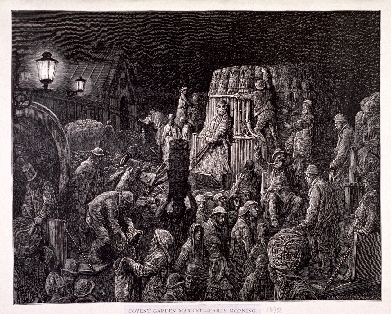 Covent Garden Market - Vroeg in de ochtend, 1872 door Gauchard Brunier