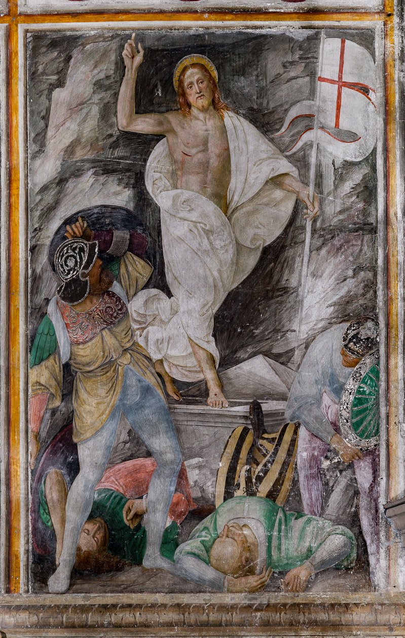 Detail van de opstanding van Christus, uit Het leven en de passie van Christus door Gaudenzio Ferrari