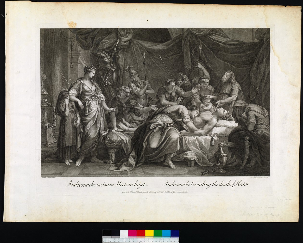 Andromache treurt om de dood van Hector, gegraveerd door Domenico Cunego, 1764 door Gavin after Hamilton